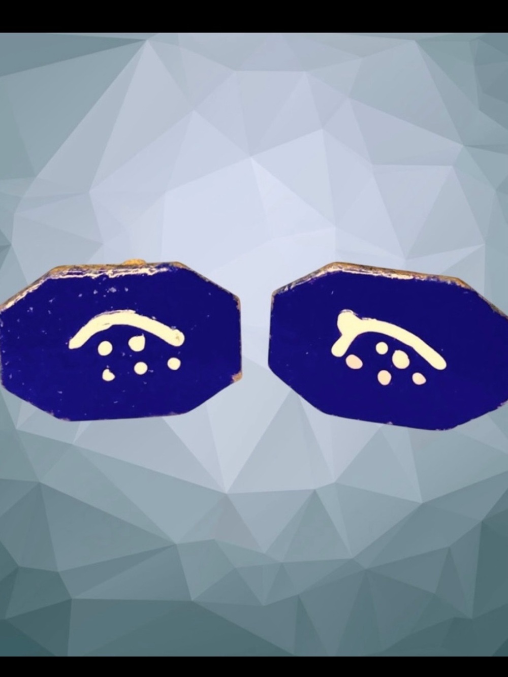 Collectible Vintage Modernist Blue Enamel Copper Cuff Links Estate Find